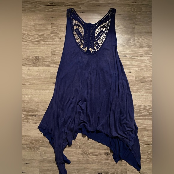 Tops - Navy Blue tank with lace
